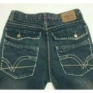 Chams Boys Youth Sz 16 Denim Blue Jeans Dark Wash Embroidered Flap Pockets